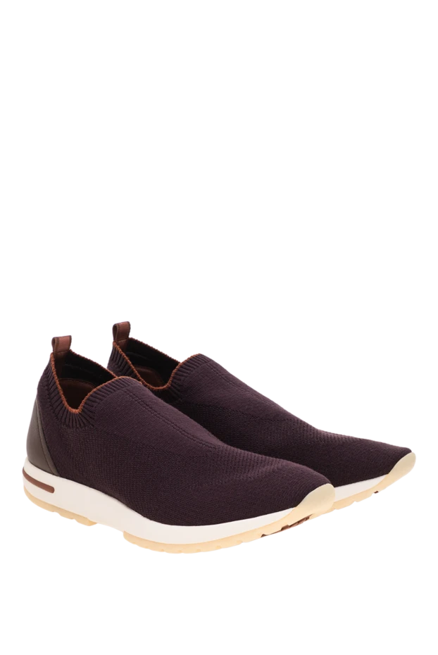 Loro Piana dark purple knit slip-on sneakers with elastic upper 195896 - photo 3