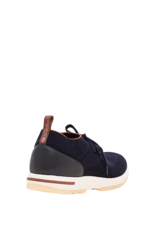 Loro Piana dark blue wool sneakers with a leather heel and laces 195907 - photo 3