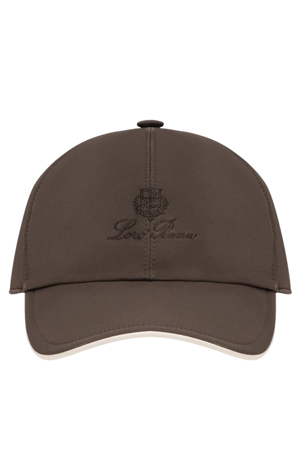 Men's dark brown windproof microfiber baseball cap with light trim - photo 1