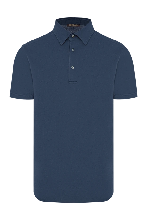Loro Piana мужская трикотажная футболка-поло синего цвета с короткими рукавами 195918 - фото 1