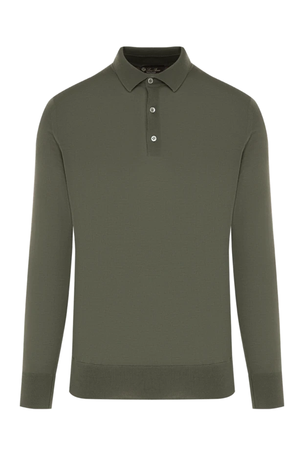 Loro Piana мужской трикотажный джемпер-поло оливкового цвета с длинными рукавами 195921 - фото 1