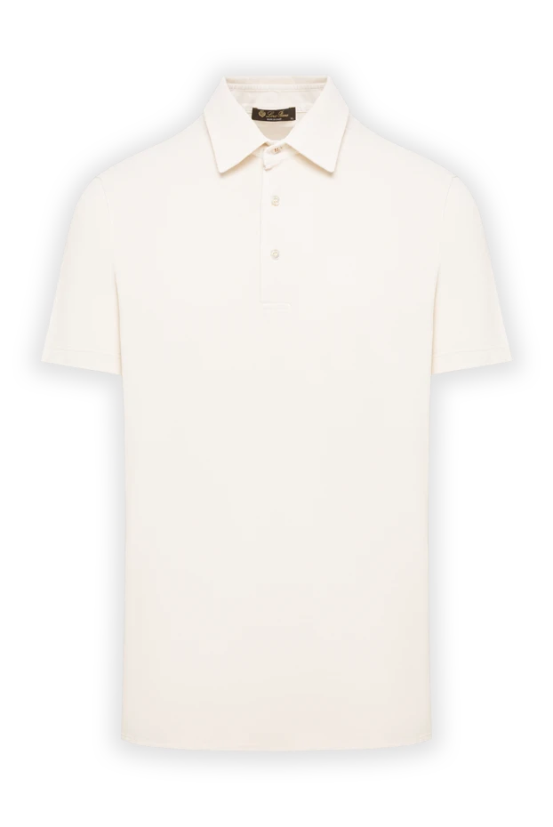 Loro Piana мужская трикотажная футболка-поло молочно-белого цвета с потайной планкой 195924 - фото 1