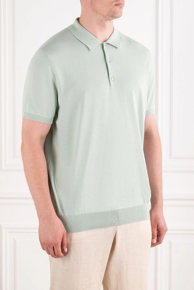 Loro Piana мужская трикотажная футболка-поло мятного оттенка с широким эластичным поясом 195925 - фото 3