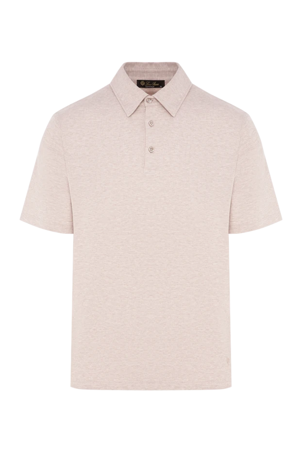 Loro Piana мужская трикотажная футболка-поло бежевого цвета с меланжевым эффектом 195928 - фото 1
