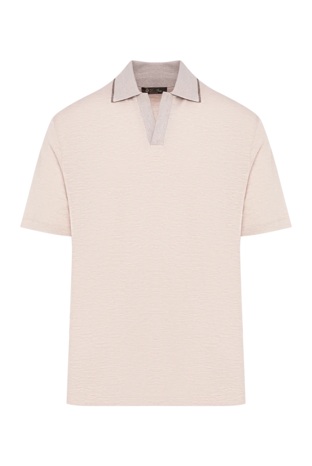 Loro Piana мужская трикотажная футболка-поло пудрового оттенка из смесового кашемира 195930 - фото 1