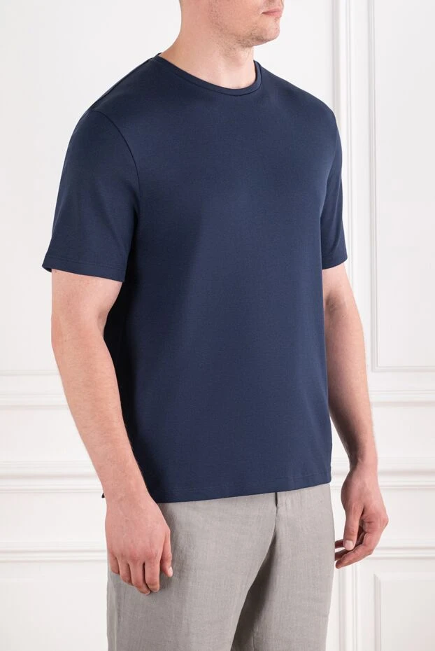 Loro Piana мужская хлопковая футболка tremezzo темно-синего цвета базового кроя 195935 - фото 3