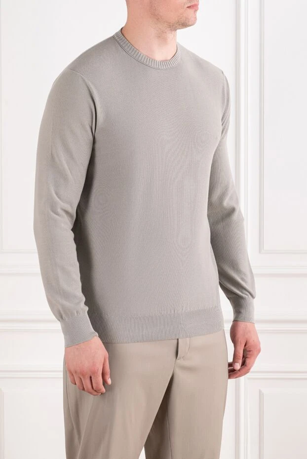 Loro Piana мужской тонкий джемпер walkery базового серого цвета с круглой горловиной 195938 - фото 3