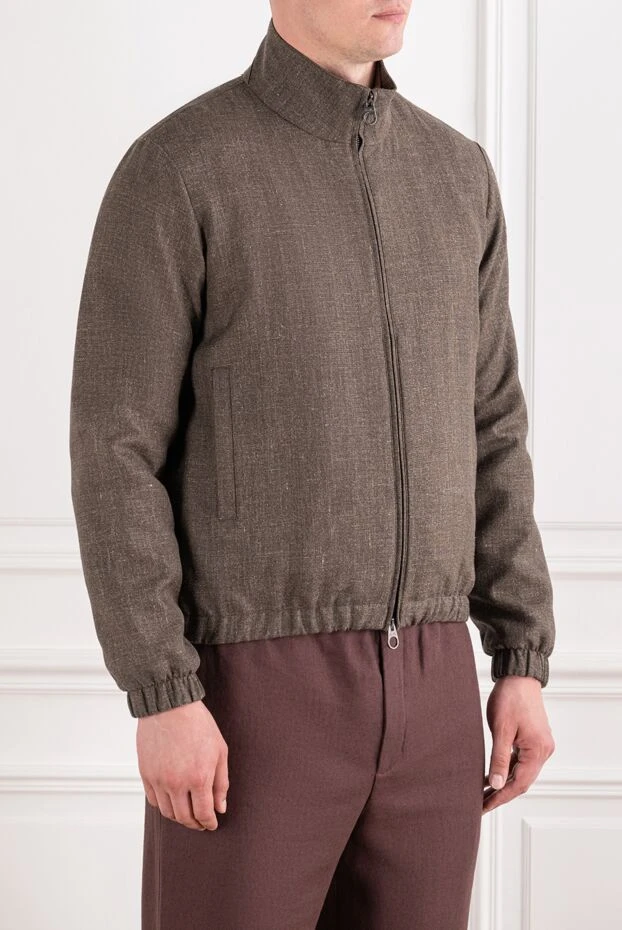Loro Piana коричневая мужская куртка-бомбер из льна и шерсти с водоотталкивающей пропиткой 195939 - фото 3