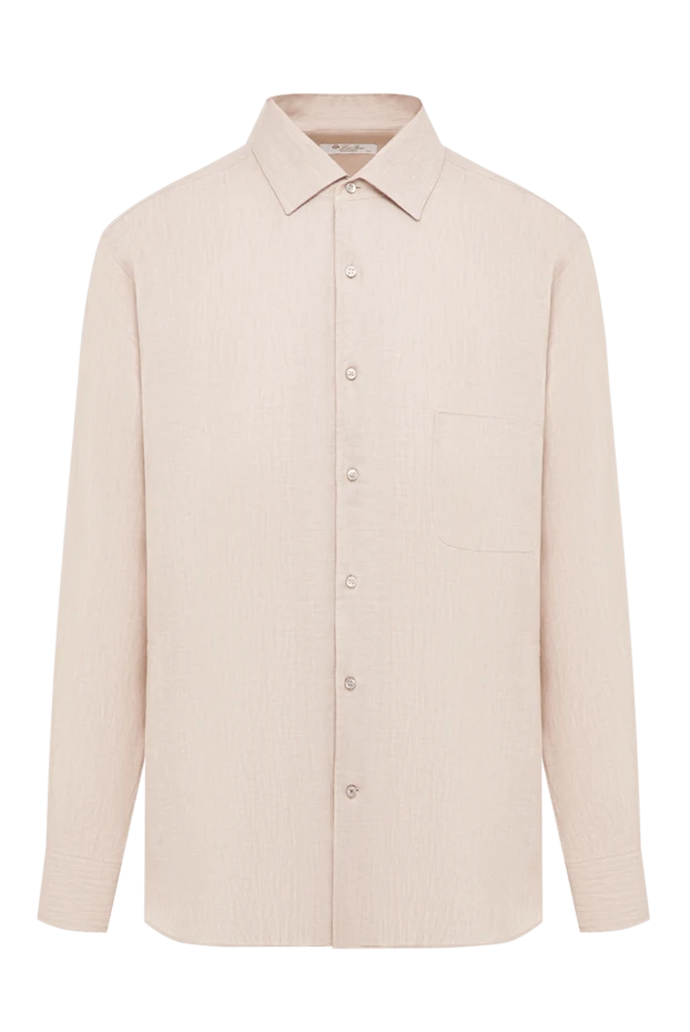 André men's beige linen straight-fit shirt with patch pocket - photo 1