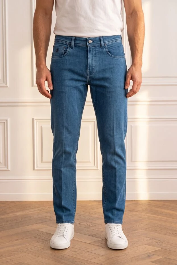 Scissor Scriptor light blue straight-leg jeans with creases 195977 - photo 1