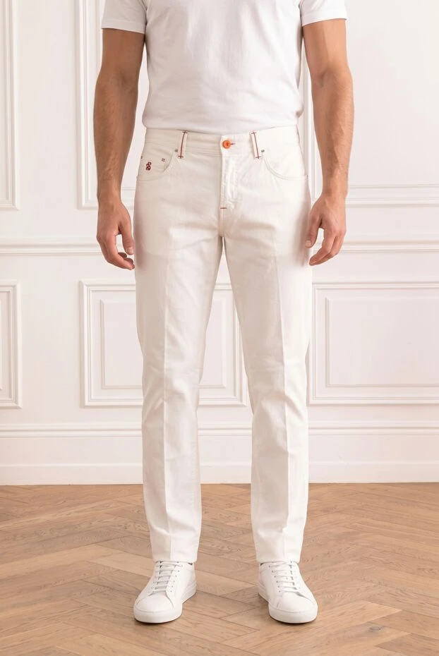 Scissor Scriptor white cotton straight-leg jeans with creases 195991 - photo 1