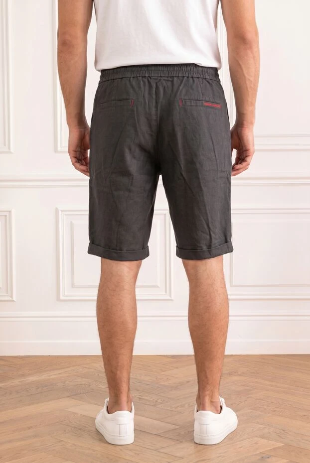Men's linen Bermuda shorts with bright contrasting elements - photo 2