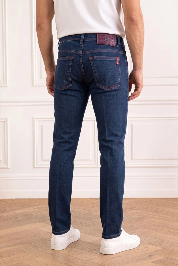 Scissor Scriptor dark blue straight-leg jeans with creases and contrasting red trim 196036 - photo 2