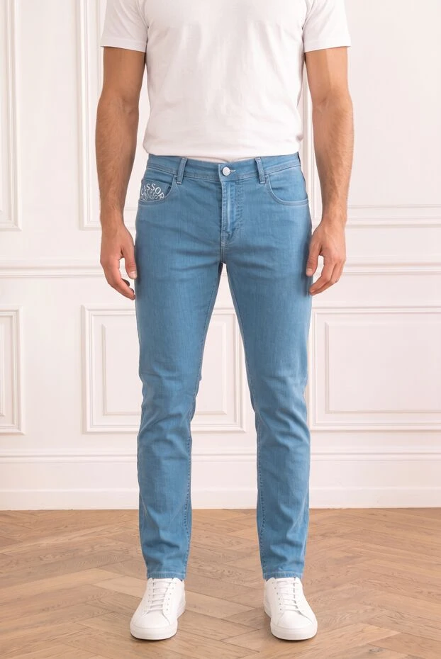 Scissor Scriptor light blue skinny jeans with delicate embroidery on the front pocket 196050 - photo 1