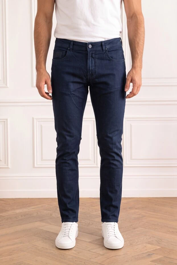 Scissor Scriptor dark blue tapered jeans in a basic five-pocket cut without decoration 196057 - photo 1