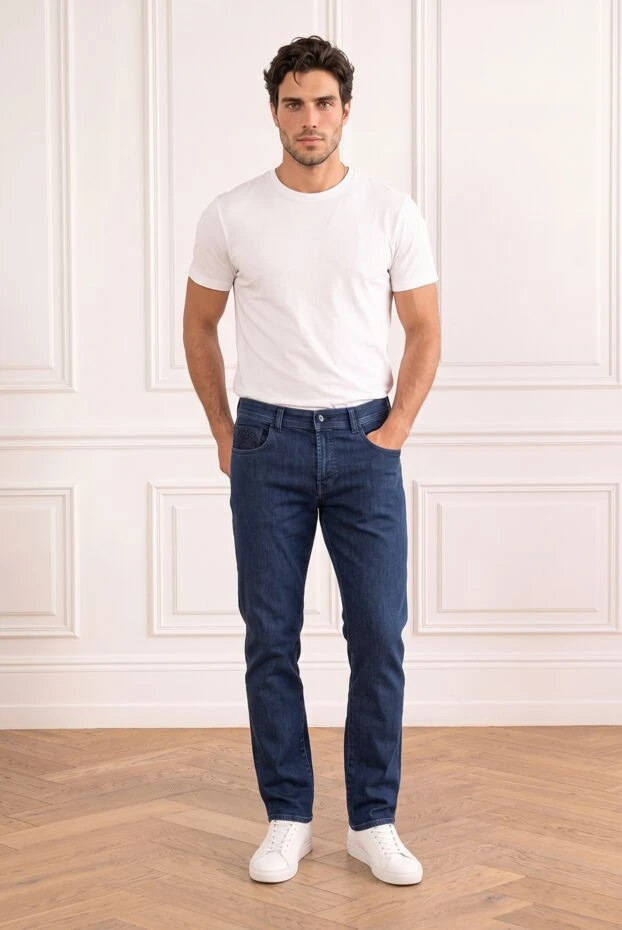 Scissor Scriptor straight-leg dark blue jeans with a classic five-pocket silhouette 196067 - photo 1