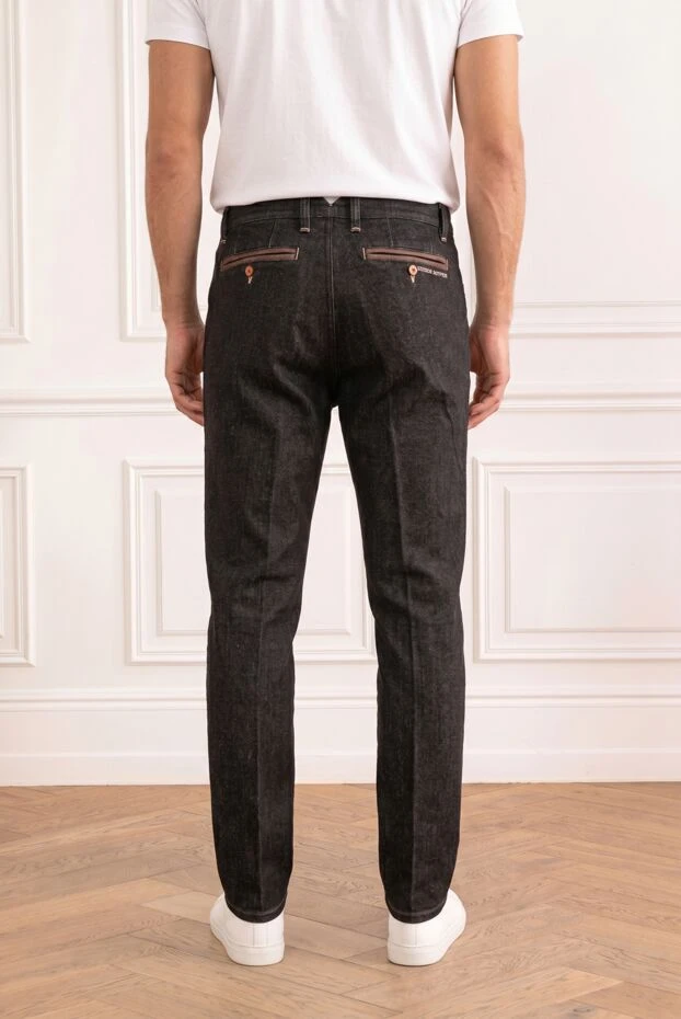 Men's chinos with brown leather trim - photo 2