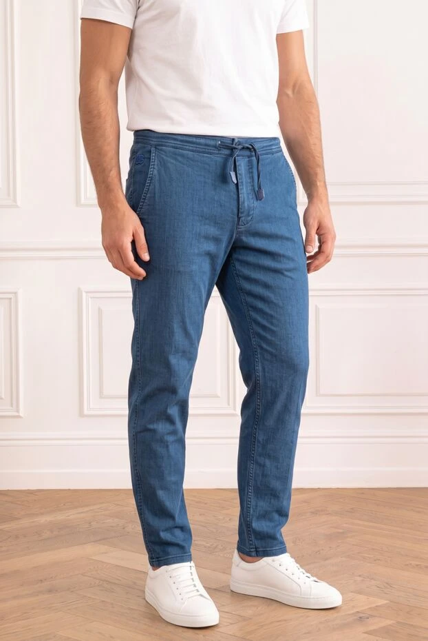 Scissor Scriptor lightweight denim joggers with adjustable drawstring in light blue 196095 - photo 1