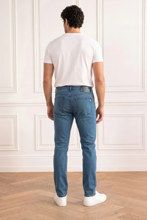 Men's gray-blue jeans with a round metal logo - photo 2