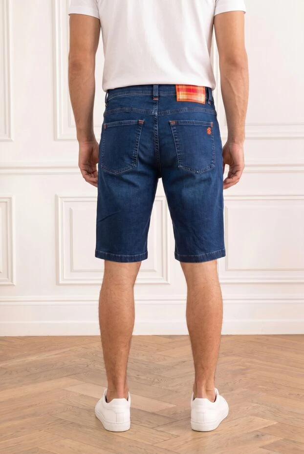 Scissor Scriptor premium blue denim bermuda shorts with orange embroidery 196165 - photo 2
