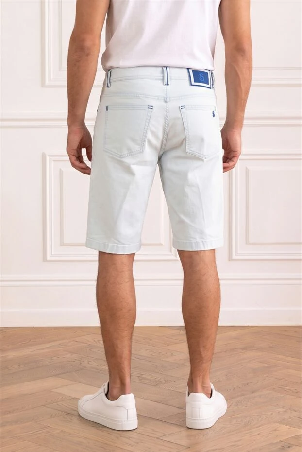 Light blue denim Bermuda shorts with contrast embroidery - photo 2