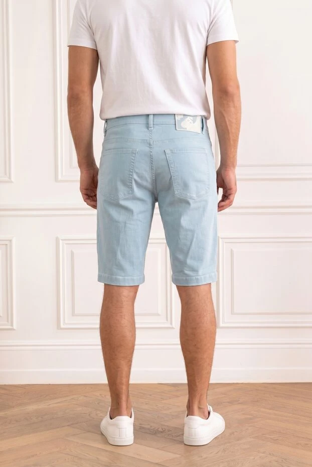 Scissor Scriptor light blue bermuda shorts made of thin denim with a camouflage insert 196223 - photo 2