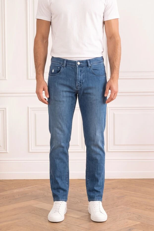Scissor Scriptor classic slim-fit blue jeans with contrasting hardware 196270 - photo 1