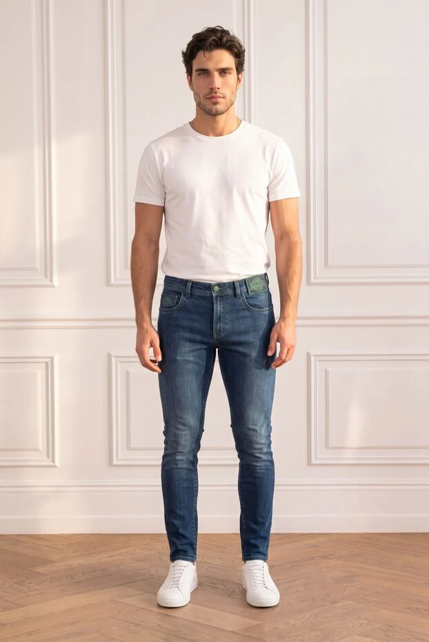 Scissor Scriptor blue tapered jeans with green accent hardware 196288 - photo 1