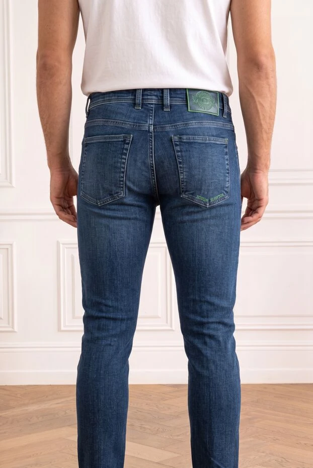 Scissor Scriptor blue tapered jeans with green accent hardware 196288 - photo 2