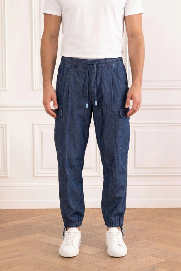 Scissor Scriptor blue denim cargo pants with elastic waistband 196297 - photo 1