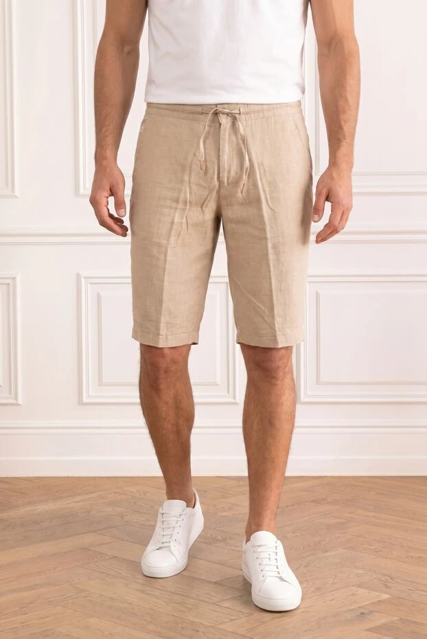 Scissor Scriptor beige cotton-linen bermuda shorts with adjustable drawstring 196306 - photo 1