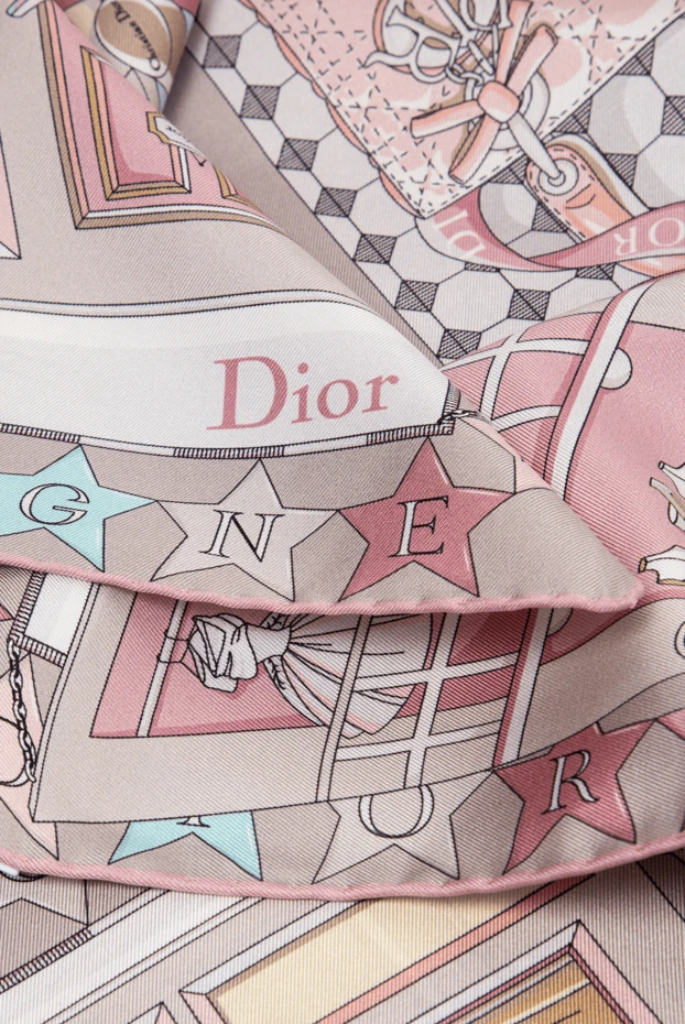 Dior розовый шелковый платок inside avenue с интерьерным принтом 196345 - фото 3
