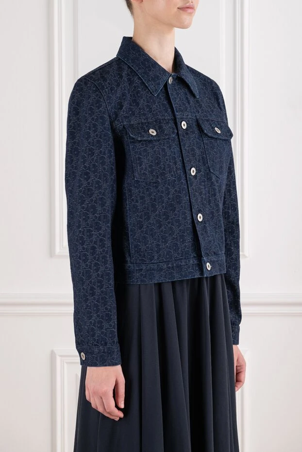 Dior синяя джинсовая куртка с жаккардовым узором oblique 196347 - фото 3
