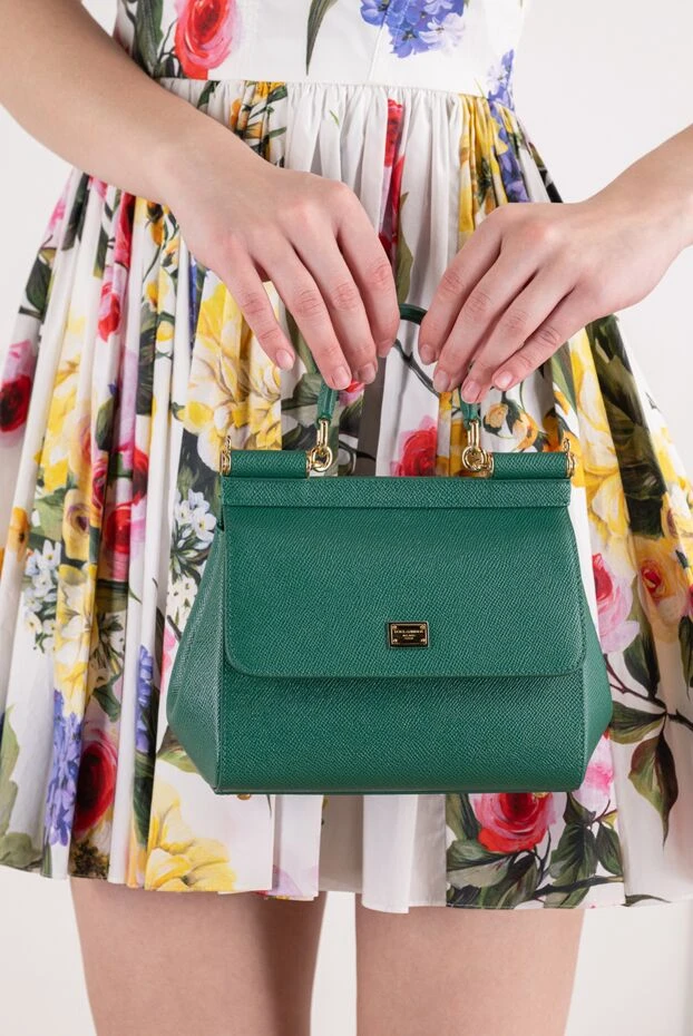 Dolce & Gabbana дофин бұзау терісінен жасалған кішкентай жасыл сицилия сөмкесі 196359 - фото 2