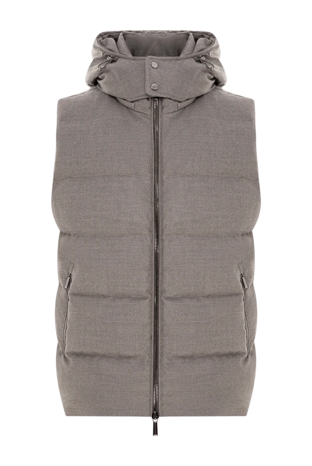 Quilted down vest with a voluminous adjustable hood made of premium wool and cashmere - photo 1