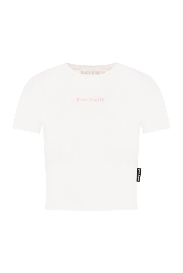 Palm Angels белый хлопковый топ с розовым готическим логотипом 196416 - фото 1