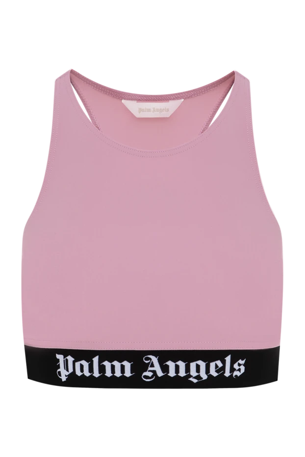 Palm Angels розовый укороченный спортивный топ с контрастным логотипом 196420 - фото 1