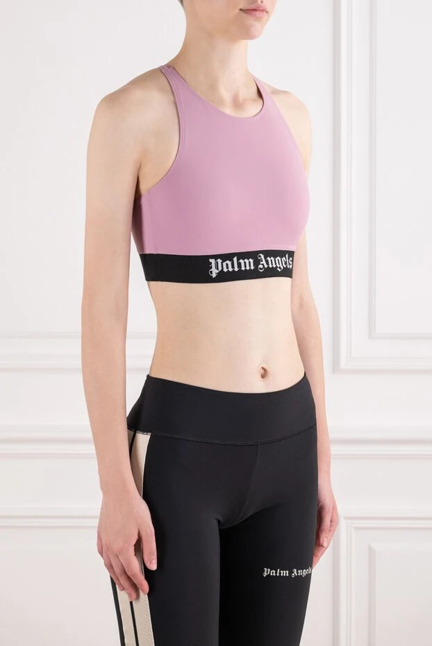 Palm Angels розовый укороченный спортивный топ с контрастным логотипом 196420 - фото 3
