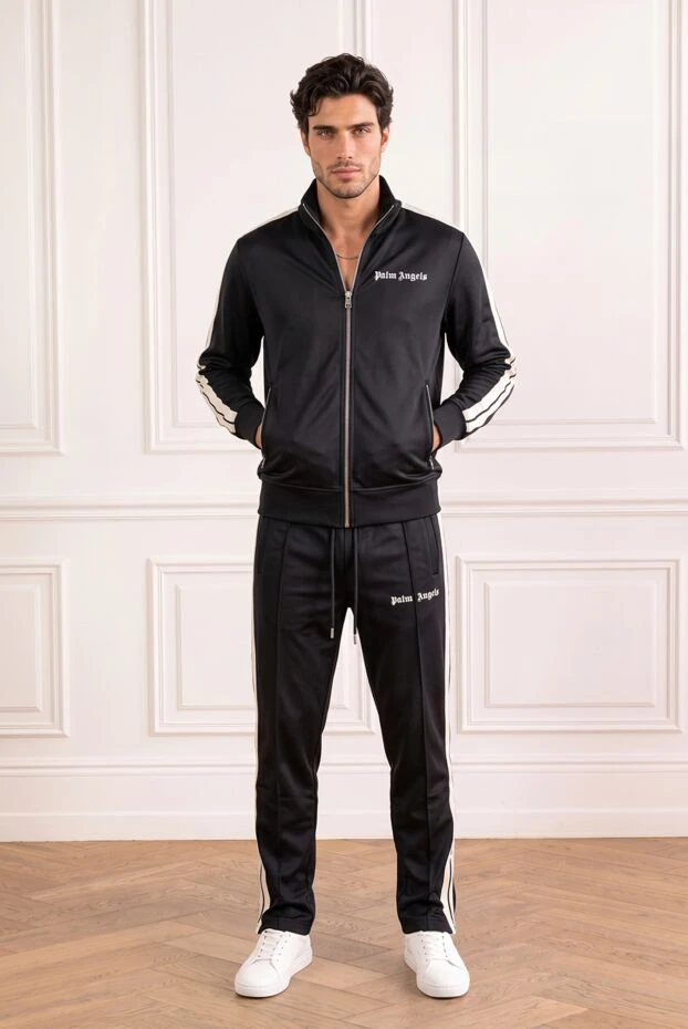 Palm Angels black knitted tracksuit with beige stripes 196431 - photo 1