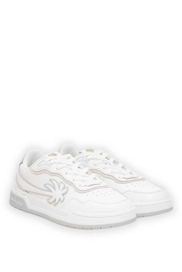 Palm Angels these crisp white leather palm tree sneakers feature a textured suede palm tree appliqué. 196435 - photo 3