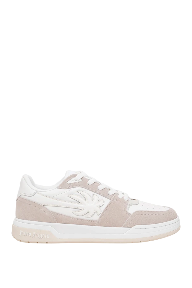Palm Angels leather sneakers in beige and gray tones with a voluminous suede palm tree appliqué 196436 - photo 1
