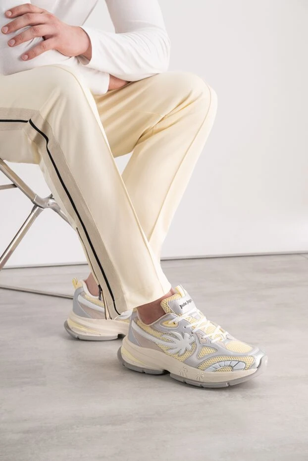 Palm Angels mesh and metallic leather sneakers with a 3d palm tree print 196440 - photo 2