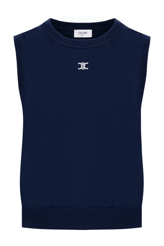 Celine women's blue sleeveless knit top with signature monogram 196450 - photo 1
