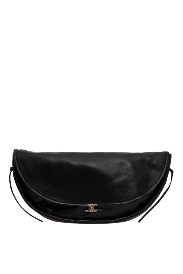 Celine triomphe halfmoon bag in shiny black lambskin 196465 - photo 1