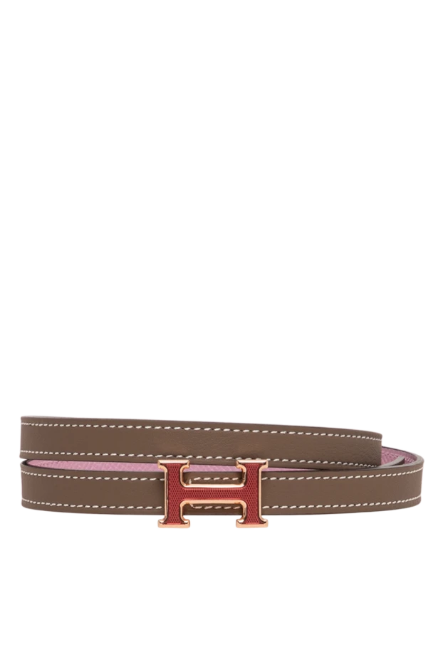Hermes алтын түсті күңгірт ілмегі бар constance қайтымды былғары белбеуі 196467 - фото 1