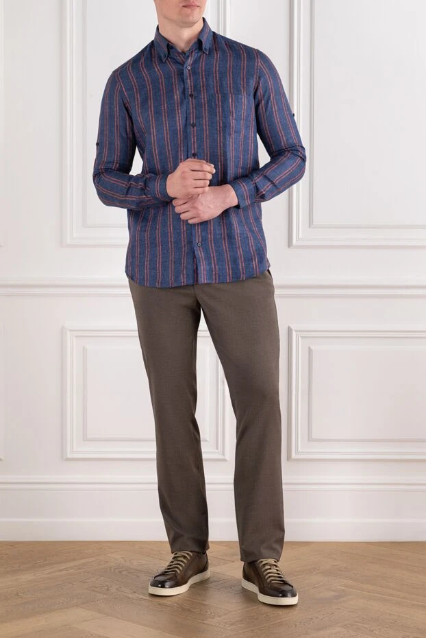 Stylish brown trousers with creases and an elastic adjustable waistband - photo 2