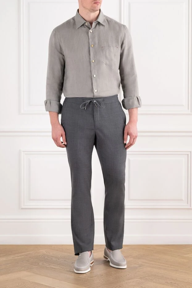 Cesare di Napoli smart grey trousers with creases made from extra-high-grade twist suit wool 196610 - photo 2