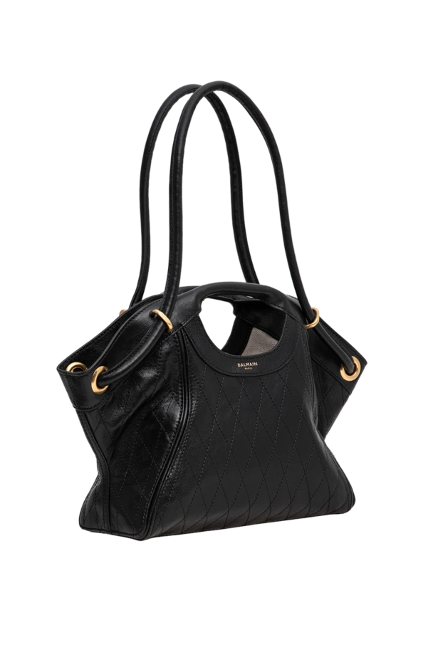 Balmain black smooth stitched leather tote bag 196631 - photo 3