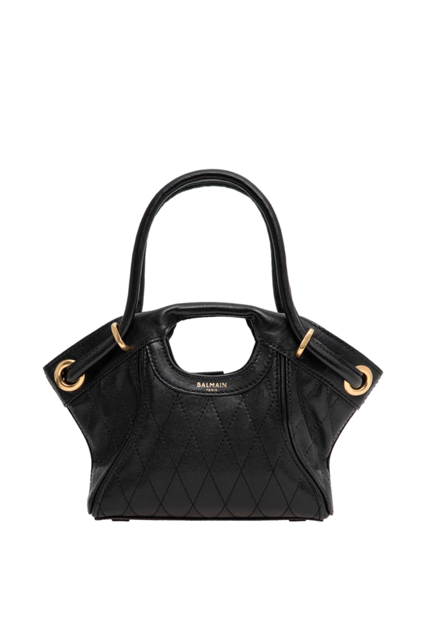 Balmain small tote bag in smooth stitched black leather 196633 - photo 1