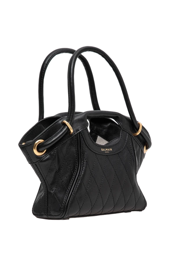 Balmain small tote bag in smooth stitched black leather 196633 - photo 3